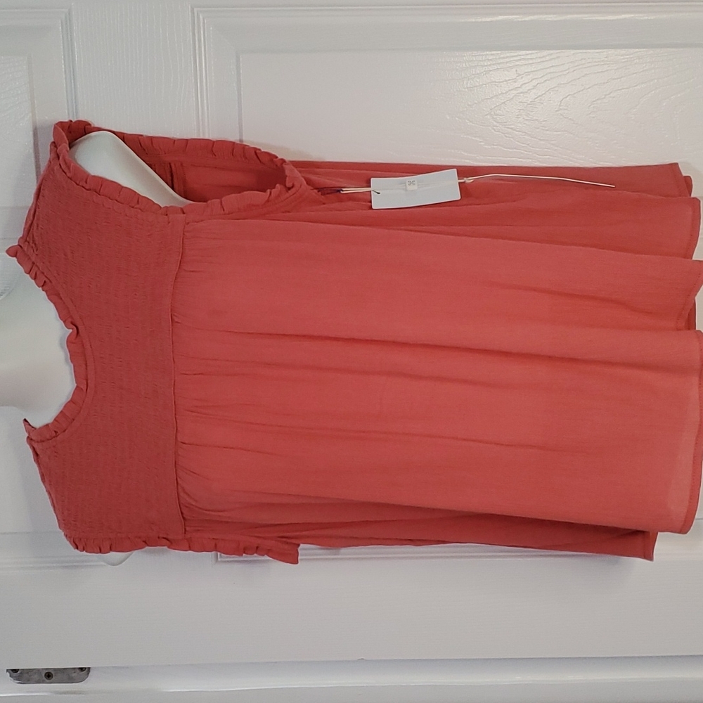 NWT CASLON NORDSTROM SLEEVLESS COTTON BLEND LIGHTWEIGHT CORAL MEDIUM TOP